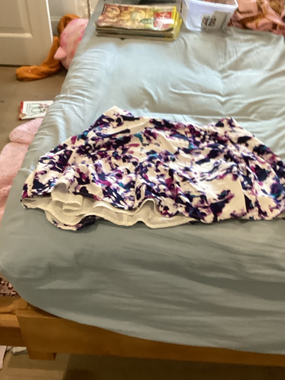 Amazon White Skater Skirt with Purple & Navy Floral Print
